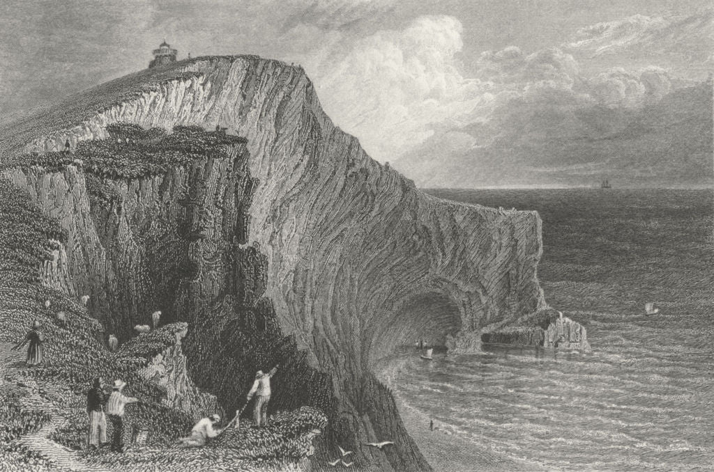 IOW. Scratchells Bay-Bartlett c1840 old antique vintage print picture